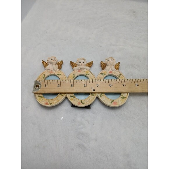 ​Vintage Prestige Cherub Angel Triple Oval Picture Frame Roses Nursery Decor - Picture 5 of 5